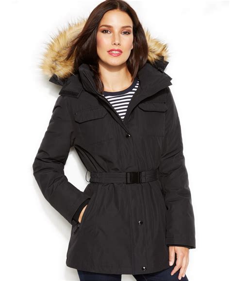 faux-fur-trim hooded puffer coat michael kors|Michael Kors packable puffer jacket.